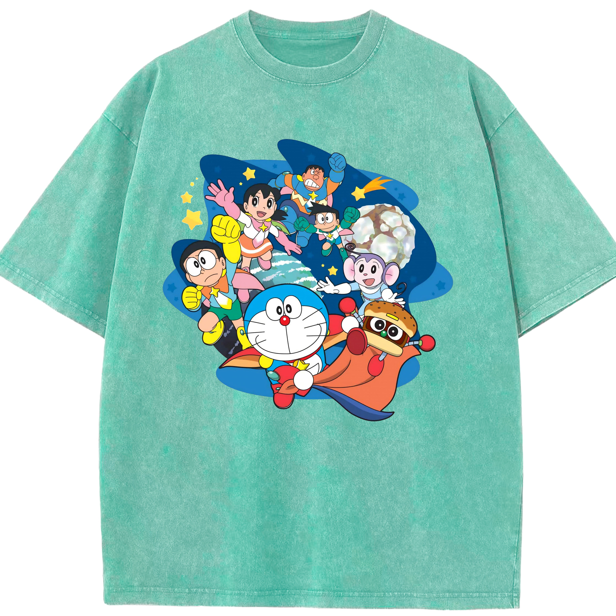 （画像用） ドラえもん Doraemon 綿100% ヴィンテージ風 半袖Tシャツ（フロントプリント）